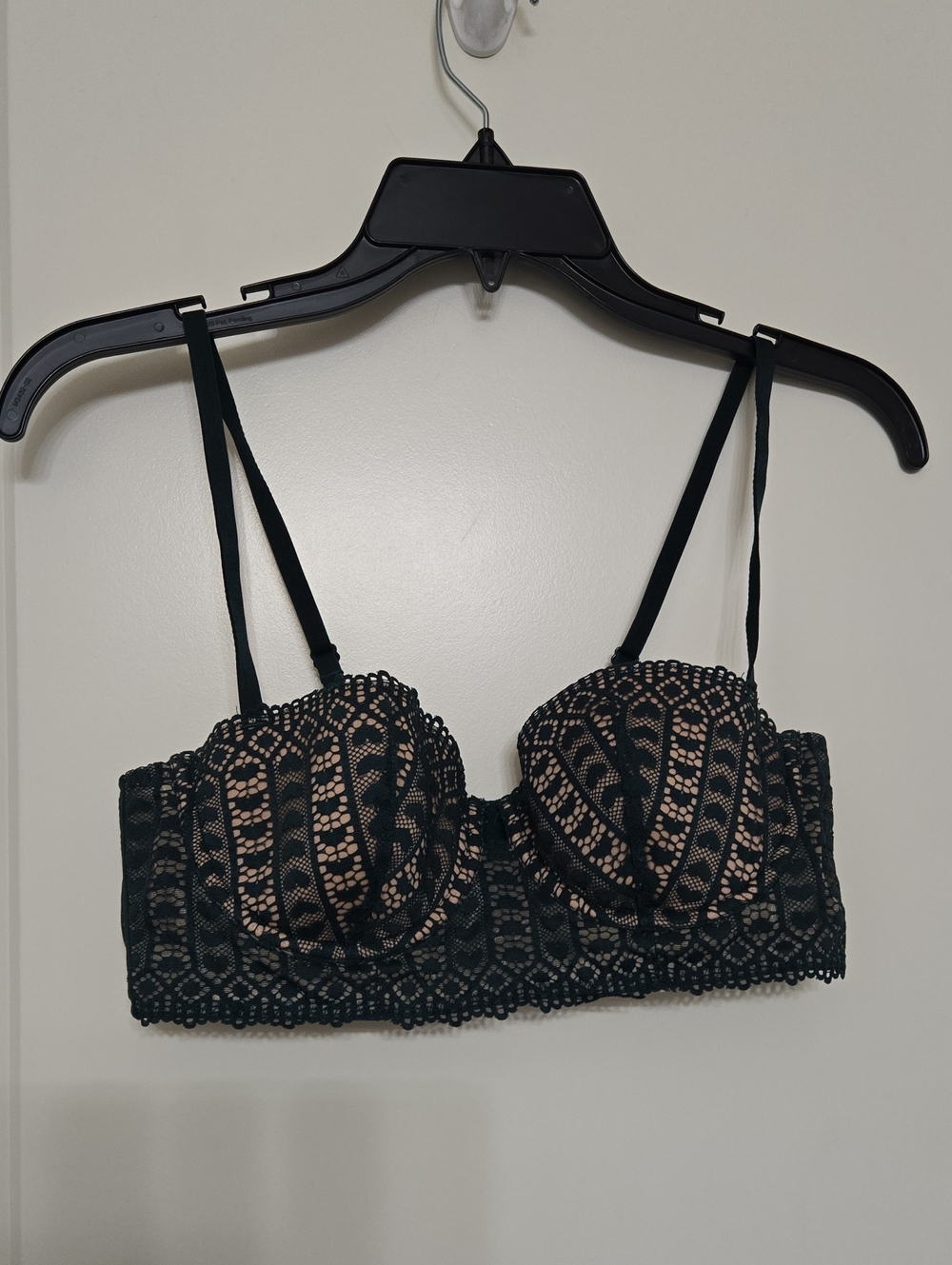 Adore Me Black Lace Underwire Bralette with Nude Lining
